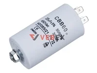 Конденсатор CBB60 25uF 450V (4 клеммы, с болтом), VEBEX
